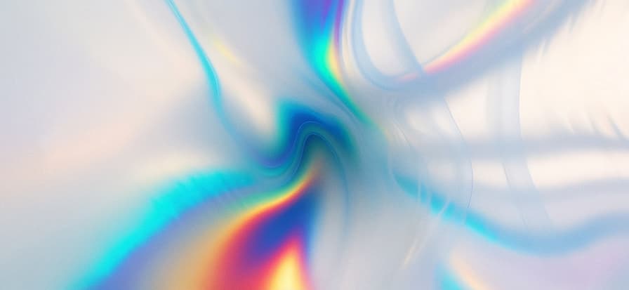 A metallic rainbow artwork on a black background.