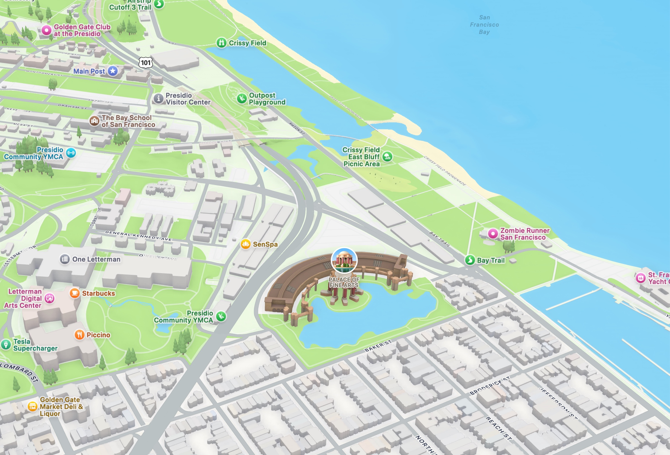 Map with marker in San Francisco, California